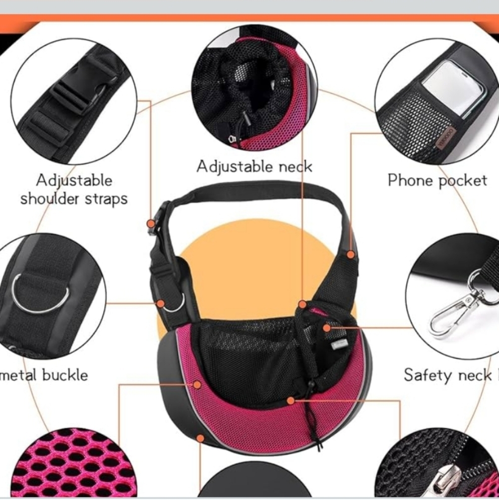 Yudodo Black and Pink Dog Sling Carrier